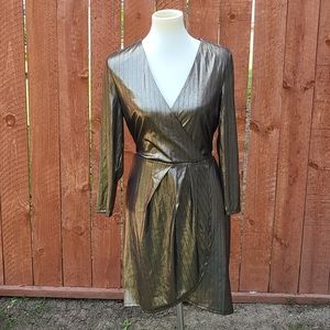 ASOS New Look Gold metallic wrap dress